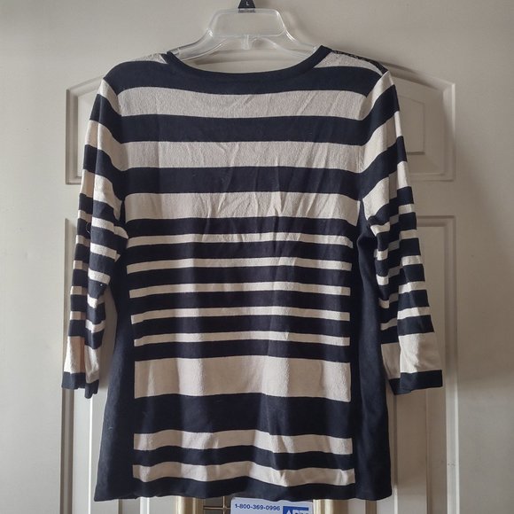 Lane Bryant Sweater, Black & Cream Stripes w/ Lace Detail, Size 14/16 - Picture 3 of 4